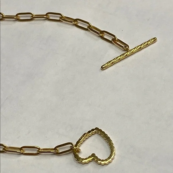 18kt solid Gold Heart paper clip Chain Bracelet
